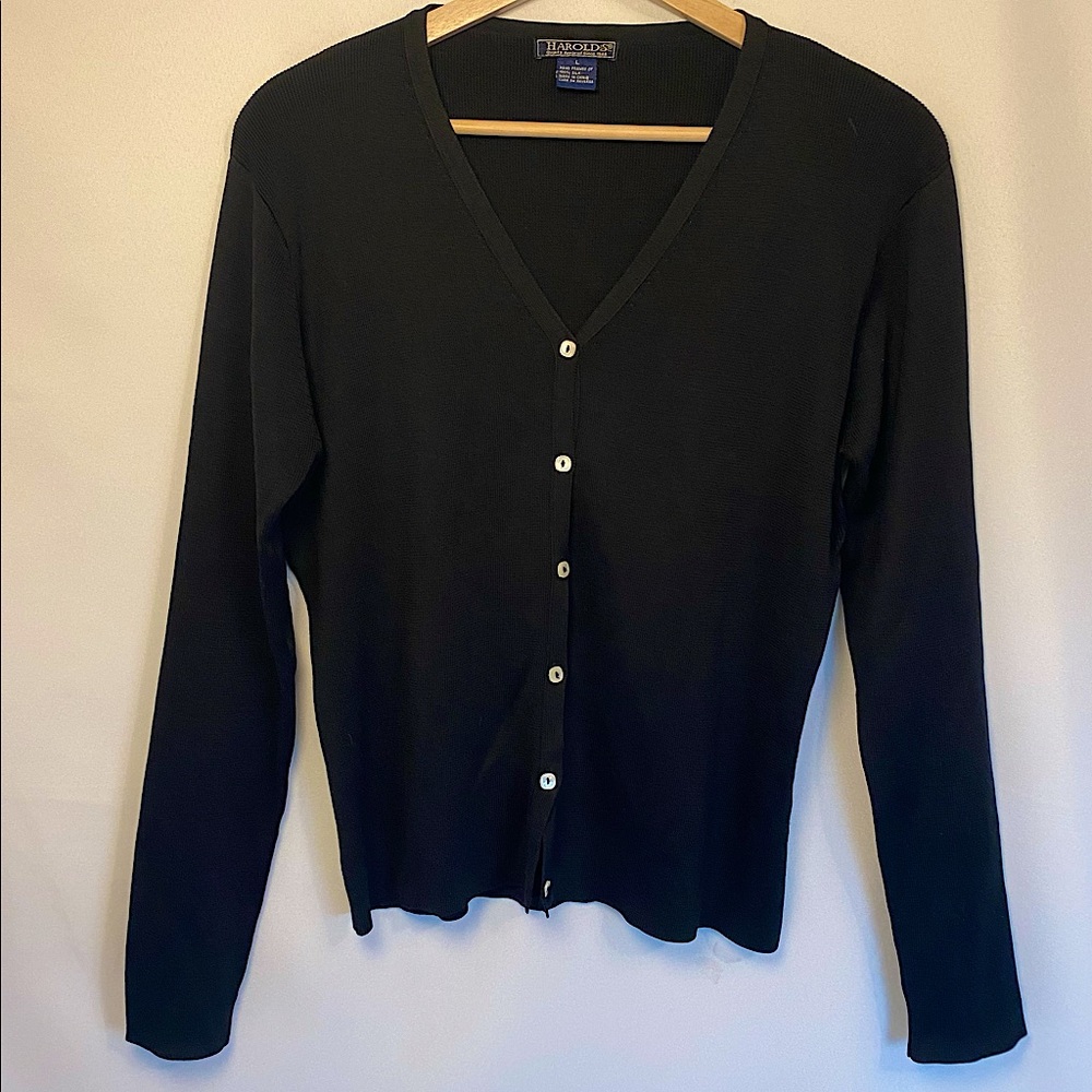 Black Hand Frame Silk Cardigan
